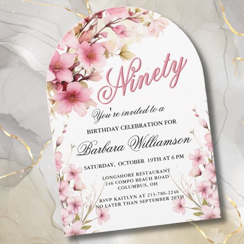 Pink Floral Arch Elegance 90th Birthday Party