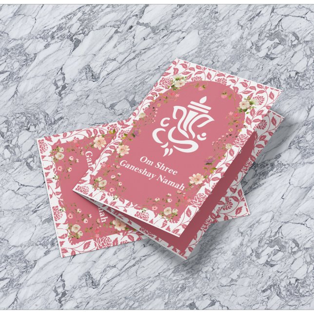 Pink Floral Arch Frame Indian Wedding Invitation (Creator Uploaded)