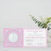 Pink Floral Around the Clock Shower Invite (Standing Front)