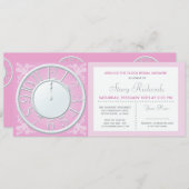 Pink Floral Around the Clock Shower Invite (Front/Back)