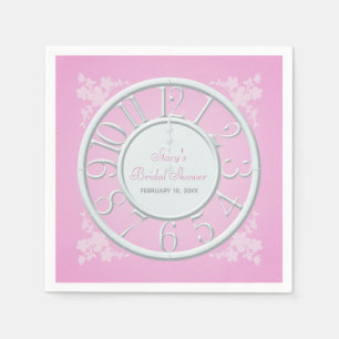 Pink Floral Around the Clock Shower Napkin