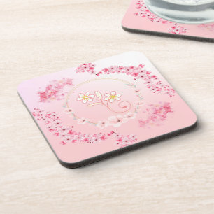 Pink Floral Art, A Blessing of Spring Beverage Coaster