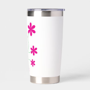 Pink Floral Art Custom Cut Vinyl Sticker Insulated Tumbler