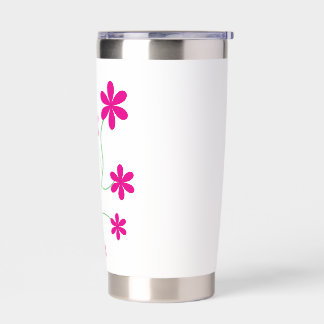 Pink Floral Art Custom Cut Vinyl Sticker Insulated Tumbler