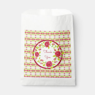 Pink Floral Art Favor Bag