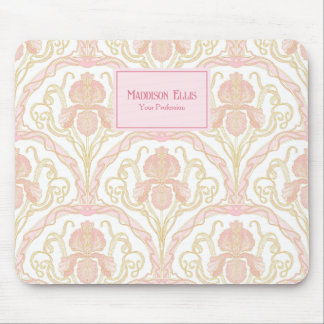 Pink Floral Art Nouveau Feminine Business Mouse Pad