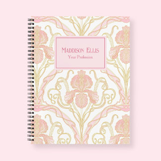 Pink Floral Art Nouveau Feminine Business Notebook