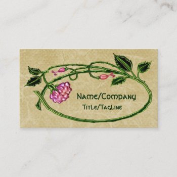 Pink Floral Art Noveau Business Card by RainbowCards at Zazzle