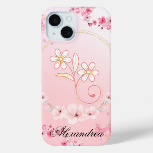 Pink Floral Art, Spring Blessing iPhone 15 Case