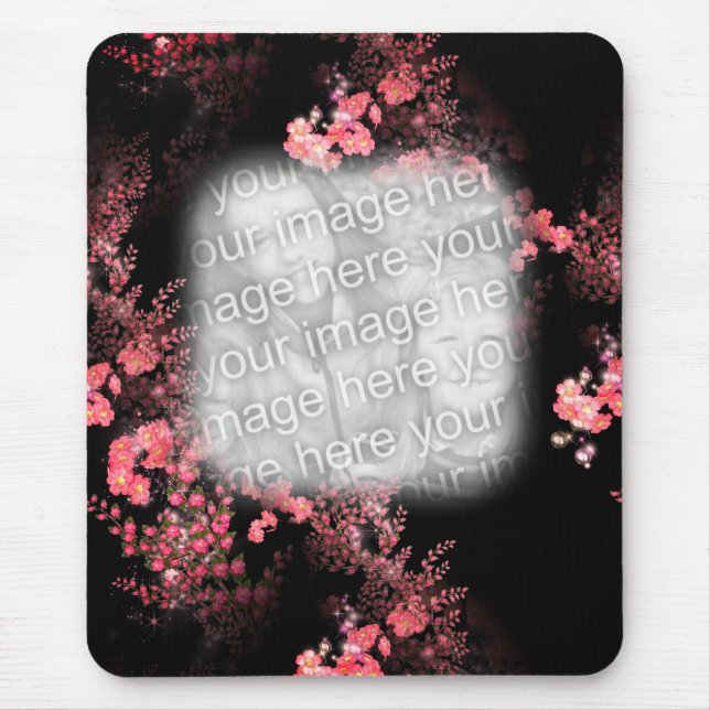 Pink Floral Art Your Photo Frame Mouse Pad (Front)