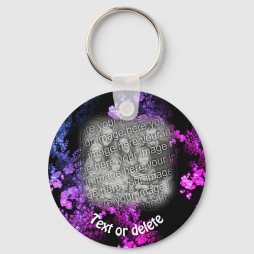 Pink Floral Art Your Photo Personalized Keychain