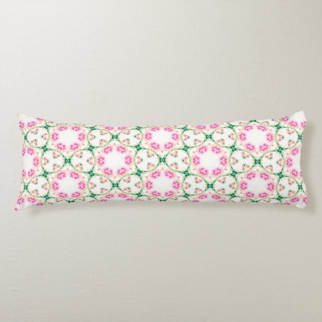 Pink Floral Artistic Abstract Pattern Body Pillow (Front)