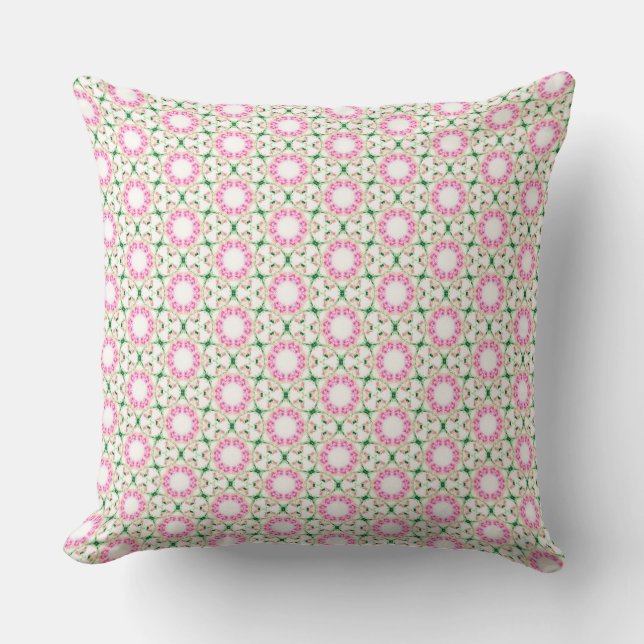 Pink Floral Artistic Abstract Pattern Throw Pillow (Front)