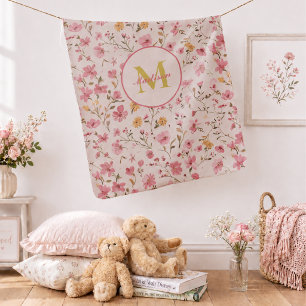 Pink Floral Baby Blanket