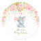 Pink Floral Baby Elephant Thank You Sticker Favors