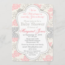 Pink Floral Baby Girl Shower Invitation customize