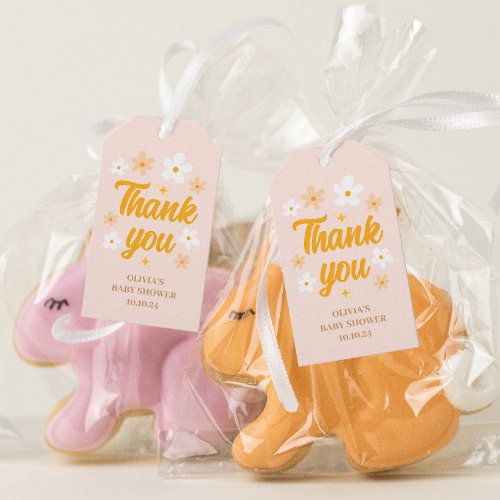 Pink Floral  Baby Girl Shower Thank You Gift Tags