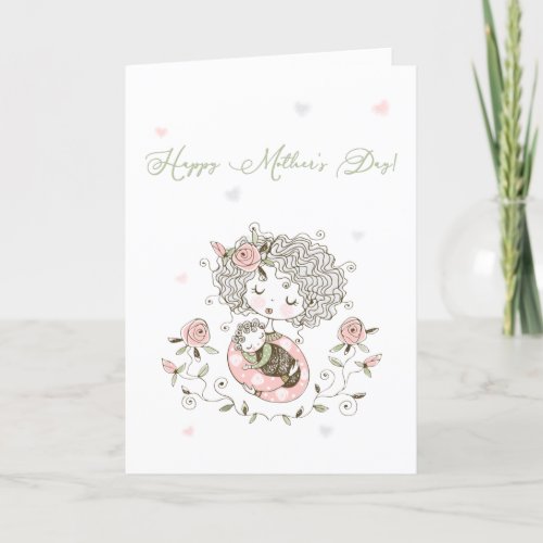 Pink Floral Baby Hearts Mothers Day Card