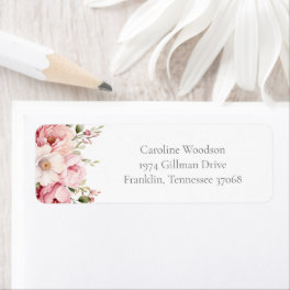 Pink Floral Baby In Bloom Baby Shower Address Label