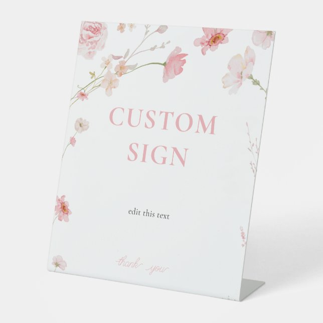 Pink Floral Baby in Bloom Baby Shower Custom Sign (Front)