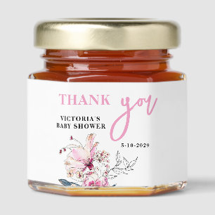 Pink Floral Baby in Bloom Baby Shower Honey Jar Favors
