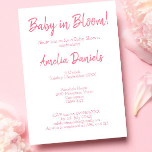 Pink Floral Baby in Bloom Baby Shower Invitation