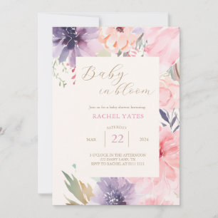 Pink Floral Baby in Bloom Baby Shower Invitation 