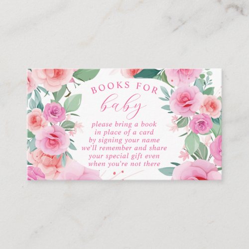 Pink Floral Baby in Bloom Books for Baby Enclosure Card