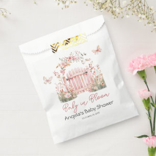 Pink Floral Baby in Bloom Butterfly Baby Shower Favor Bag