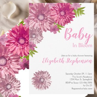 Pink Floral Baby In Bloom Floral Baby Shower