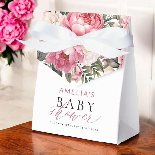 Pink Floral Baby In Bloom Girl Baby Shower Favor Boxes (Creator Uploaded)
