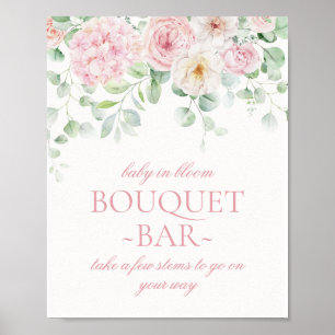 Pink Floral Baby in Bloom Hydrangea Bouquet Bar Poster