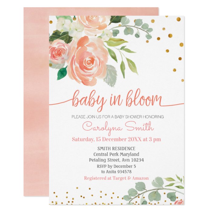 Pink Floral Baby In Bloom Shower Invitation