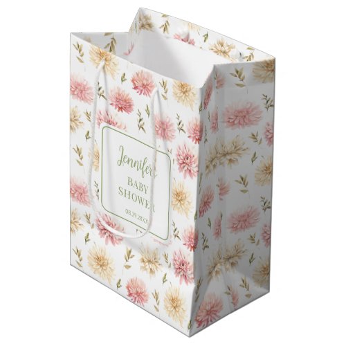 Pink floral baby in bloom thank you gift bags