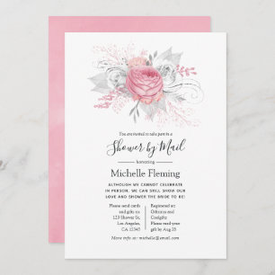 Pink Floral Baby or Bridal Shower by Mail Invitation