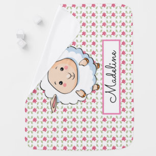 Pink Floral Baby Sheep Blanket