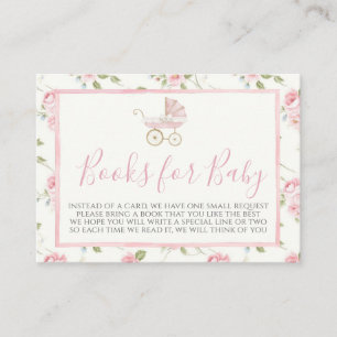 Pink Floral Baby Shower Book Request Card