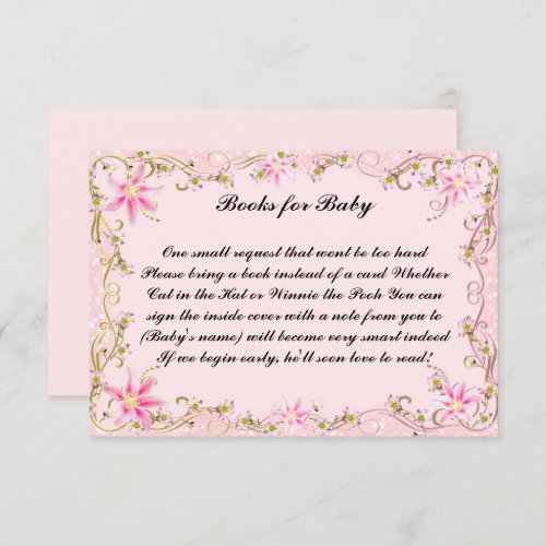 Pink Floral Baby Shower Books For Baby Card