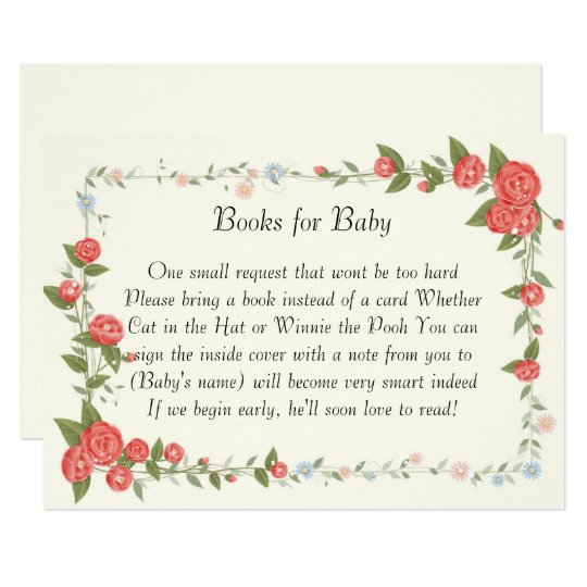 Pink Floral baby Shower Books For Baby Card | Zazzle.com