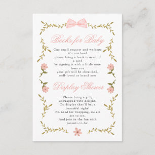 Pink Floral Baby Shower Books for Baby Display Enclosure Card