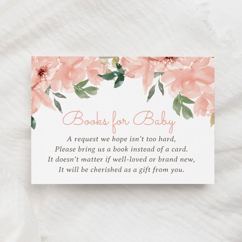 Pink Floral Baby Shower Books for Baby Enclosure Card