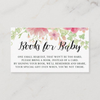Pink Floral Baby Shower Books for Baby Enclosure Card