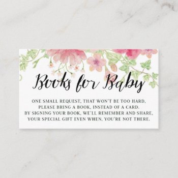 Pink Floral Baby Shower Books For Baby Enclosure Card by lilanab2 at Zazzle