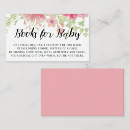 Pink Floral Baby Shower Books for Baby Enclosure Card | Zazzle