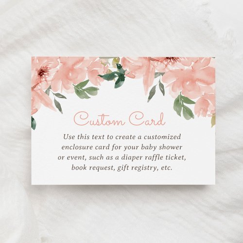 Pink Floral Baby Shower Custom Enclosure Card