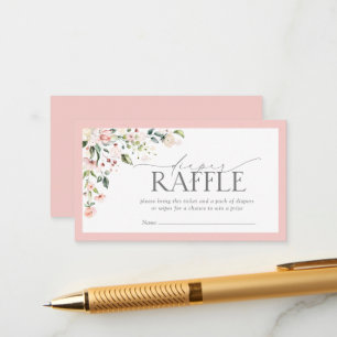 Pink Floral Baby Shower Diaper Raffle Enclosure Card