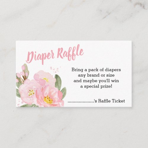 Pink Floral Baby Shower Diaper Raffle Enclosure Card