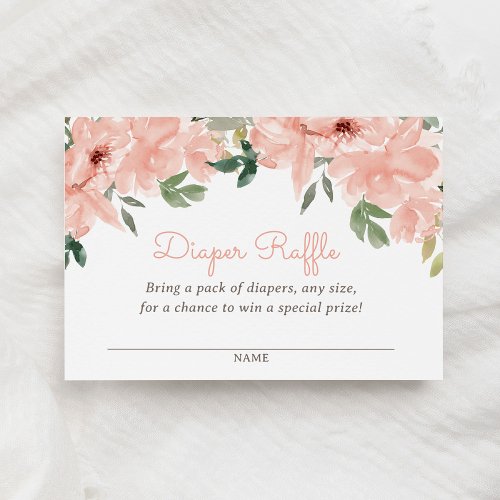 Pink Floral Baby Shower Diaper Raffle Ticket Enclosure Card