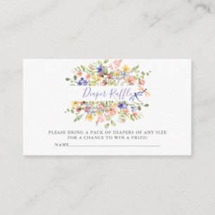 Pink Floral Baby Shower Diaper Raffle Ticket   Enclosure Card