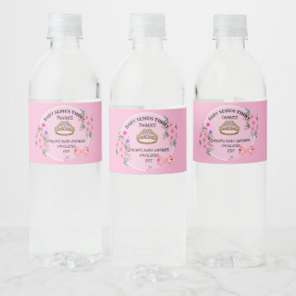 Pink Floral Baby Shower Elegant Party Decor Water Bottle Label